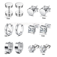 Dumbbell earrings with zirconia stone