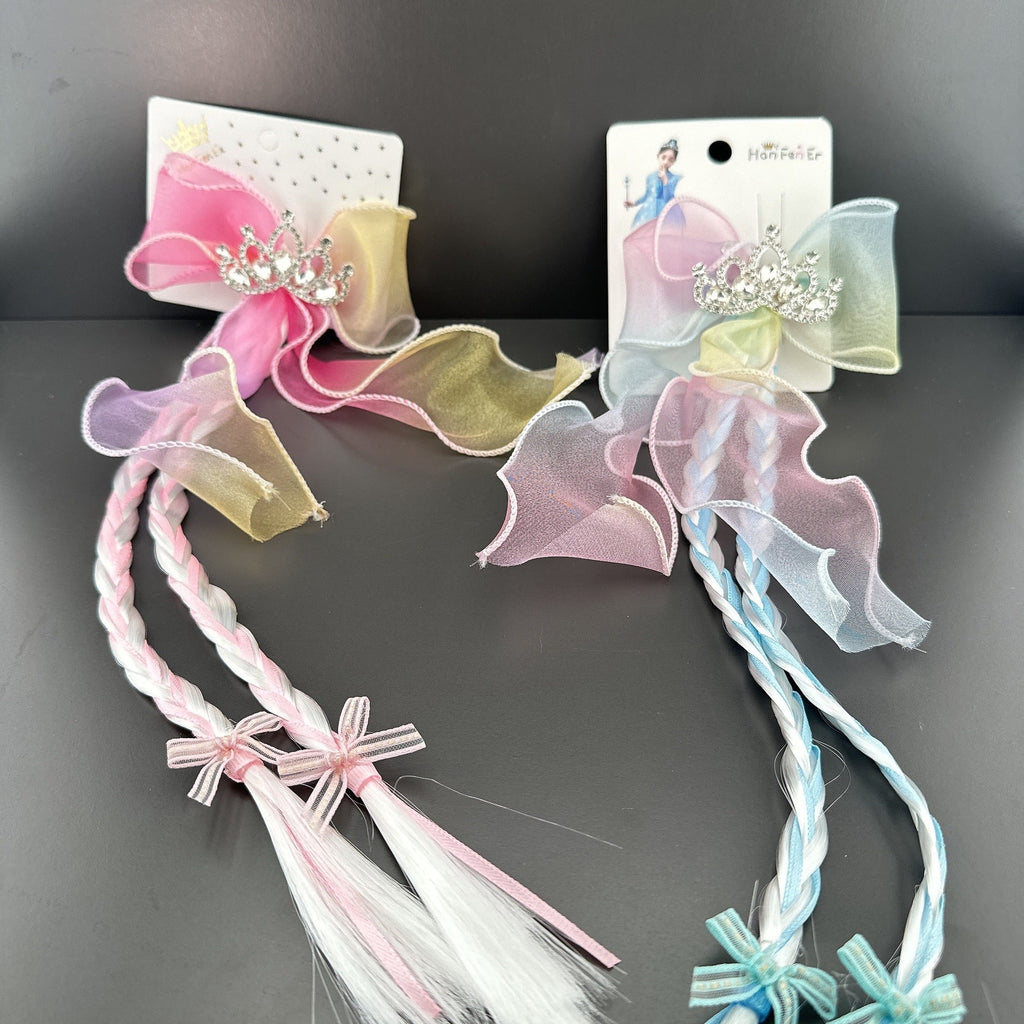 Delicate handmade children's hair clip with ribbons