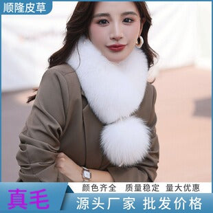 Faux fur long scarf in stylish display