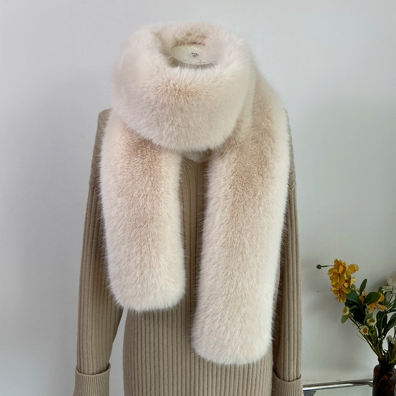 Faux fur long scarf in black colour