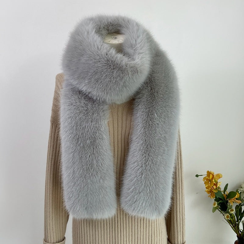 Faux fur long scarf in pink colour