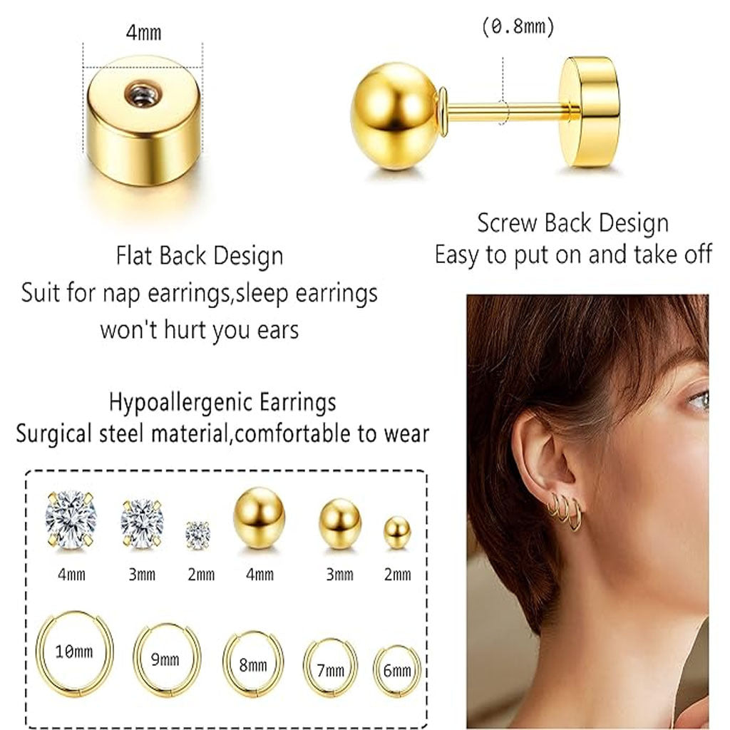 Trendy earrings set in gold and silver combinations
