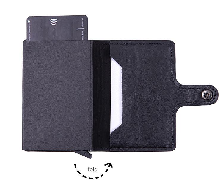 Close-up of PU card holder stitching