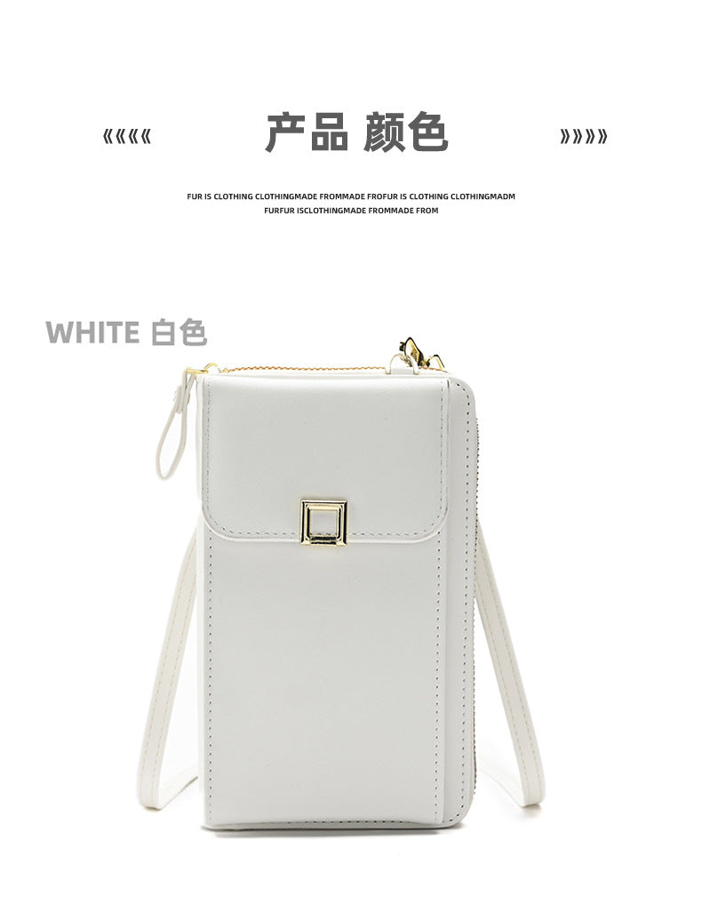 Interior card slots in women's crossbody bag