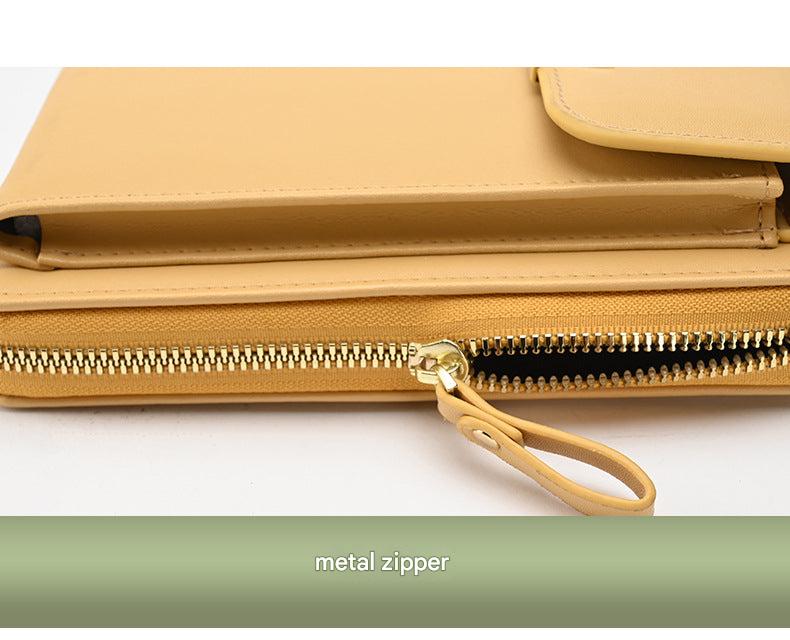 Apricot PU leather bag with ample storage