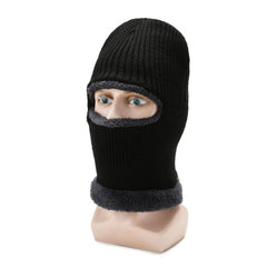 Outdoor model wearing a black winter beanie