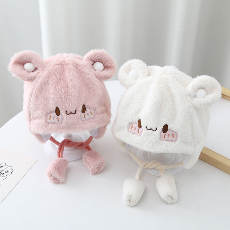 Side view of the Cozy Plush Baby Hat