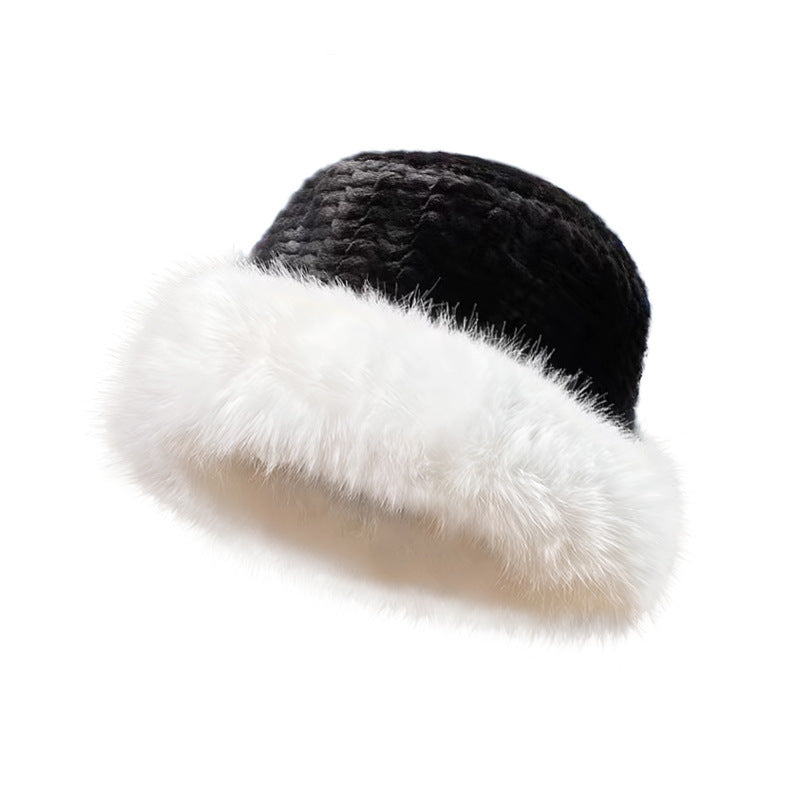 Stylish black knitted hat for women in winter