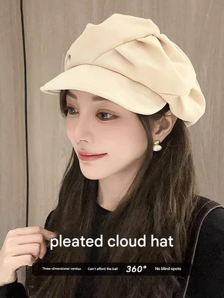 Lightweight women's beret hat beige