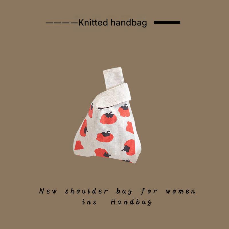 Knitted tote bag with stripe pattern