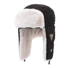 Stylish winter earflap hat in beige colour