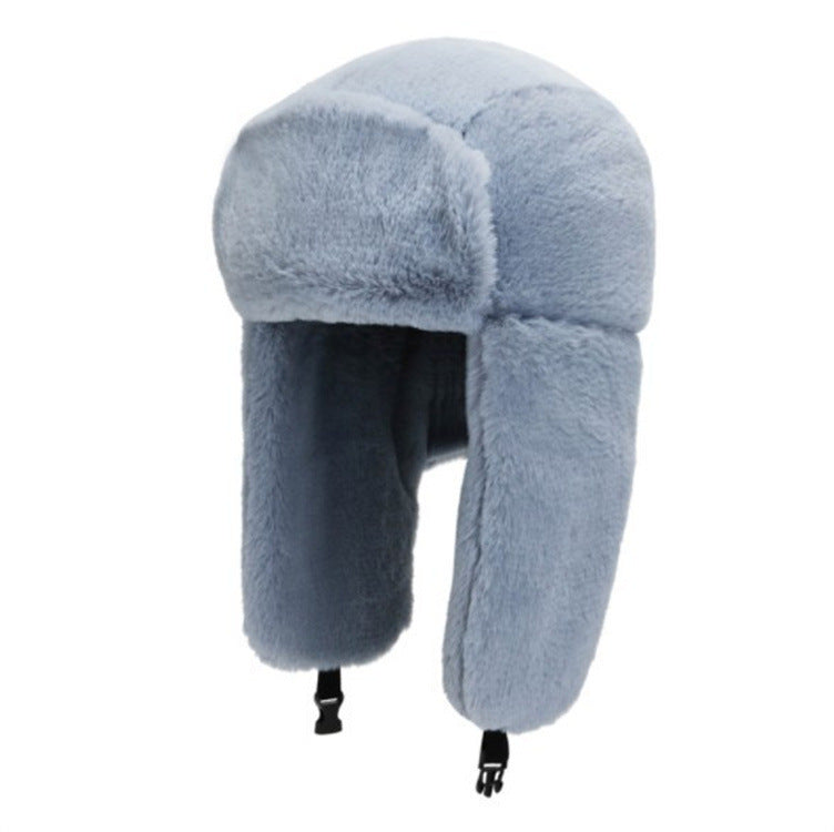 Close-up of winter earflap hat features