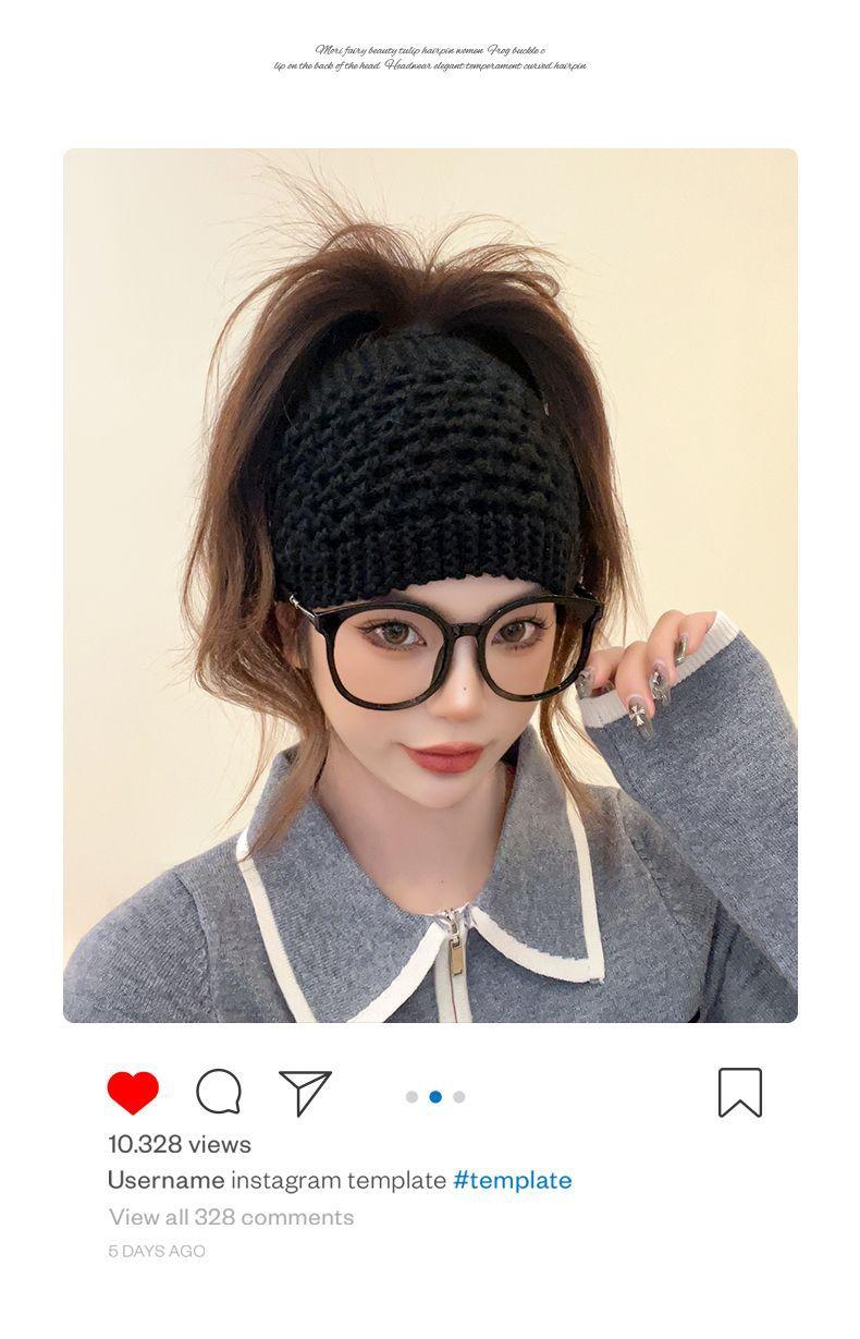 Elegant grey knitted ear warmer for women