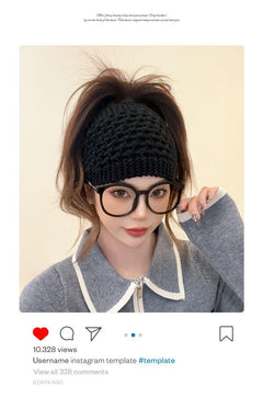 Elegant grey knitted ear warmer for women