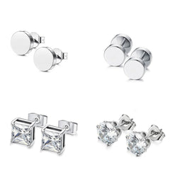 Close-up of black zircon earrings in various angles