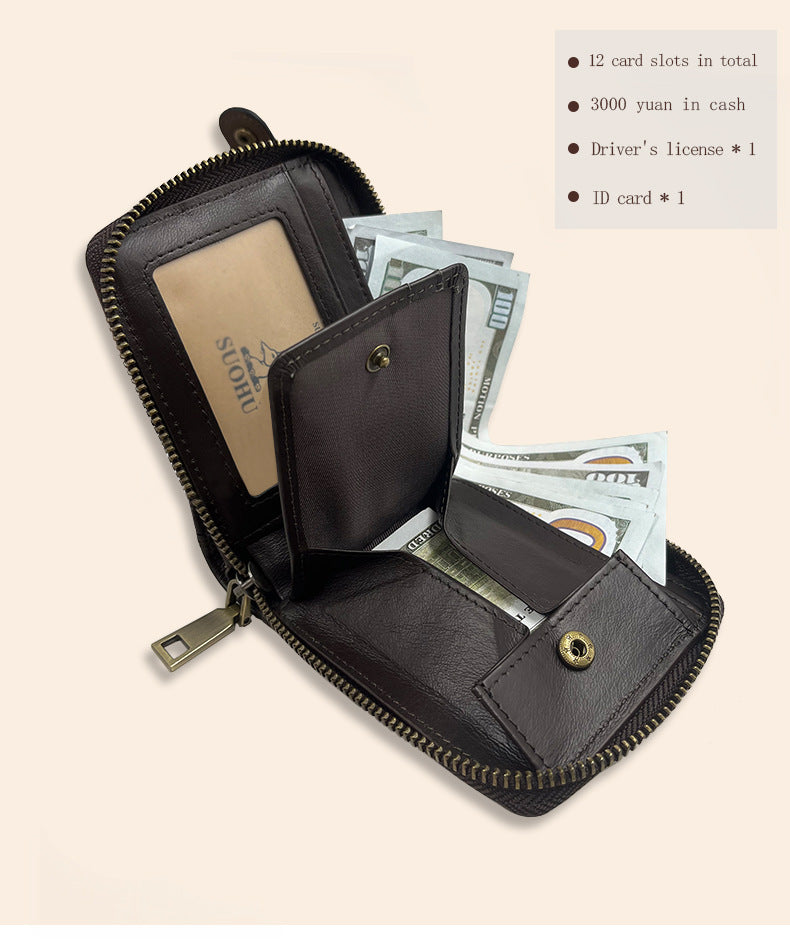 Lifestyle shot of leather wallet in everyday use
