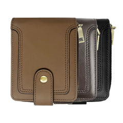 Elegant leather wallet in different colours displayed