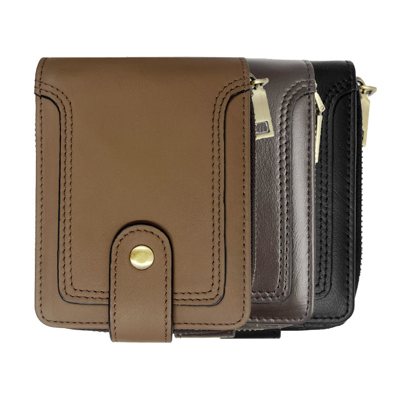 Elegant leather wallet in different colours displayed