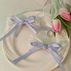 Close-up of lace bow hair accessory