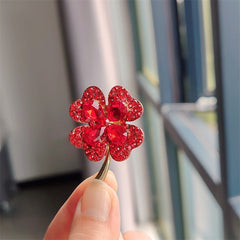 Vibrant colours of clover cat eye brooch