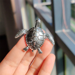 Gold Turtle Brooch with rhinestones