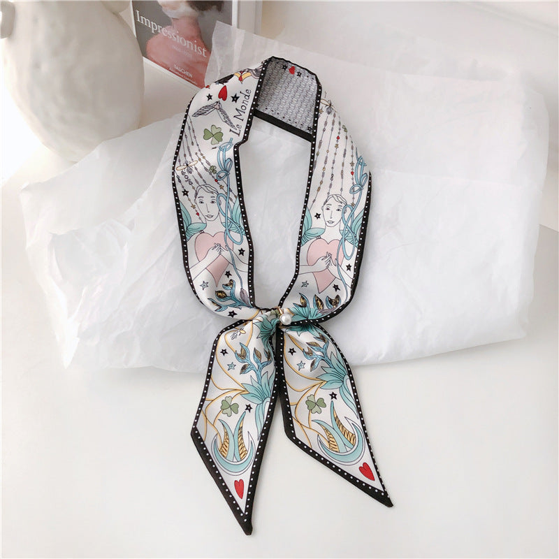 vintage-inspired silk scarf with tarot designs 1