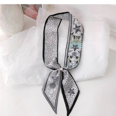 in-hand view of silk scarf with tarot prints 9