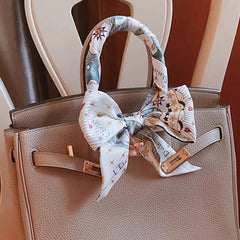 model wearing vintage silk scarf styled as necktie 3