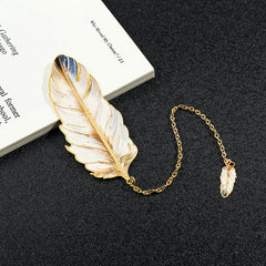 beautiful metal bookmark showcasing feather design image 3
