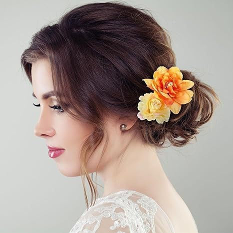 details of synthetic flowers on hair clip